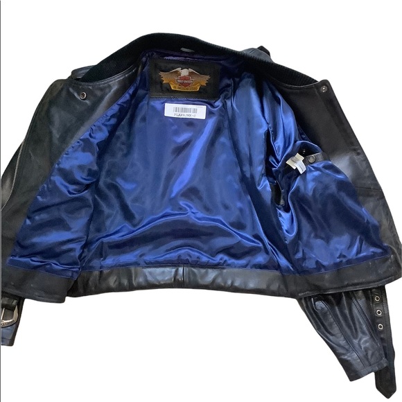 Harley Davidson Women’s Medium Moto Biker Leather Jacket w/ HD Pin - Picture 10 of 15